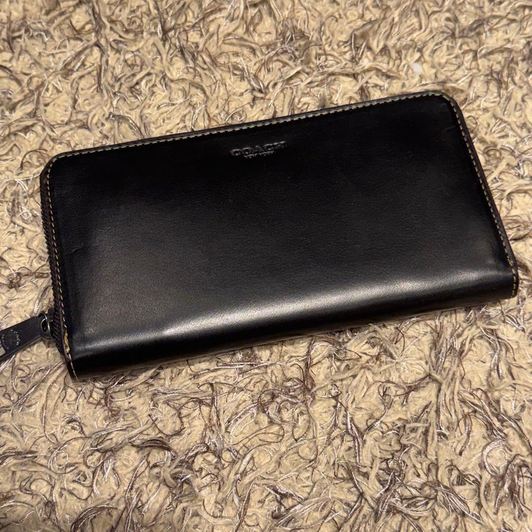 【未使用】COACH コーチ　レザー製 黒 長財布 水牛革　定価55,000円