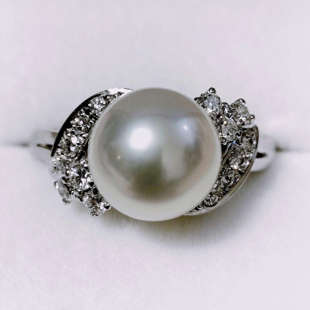 ミキモト ダイヤモンド×パール リング Pt950 9.2mm 6.0g