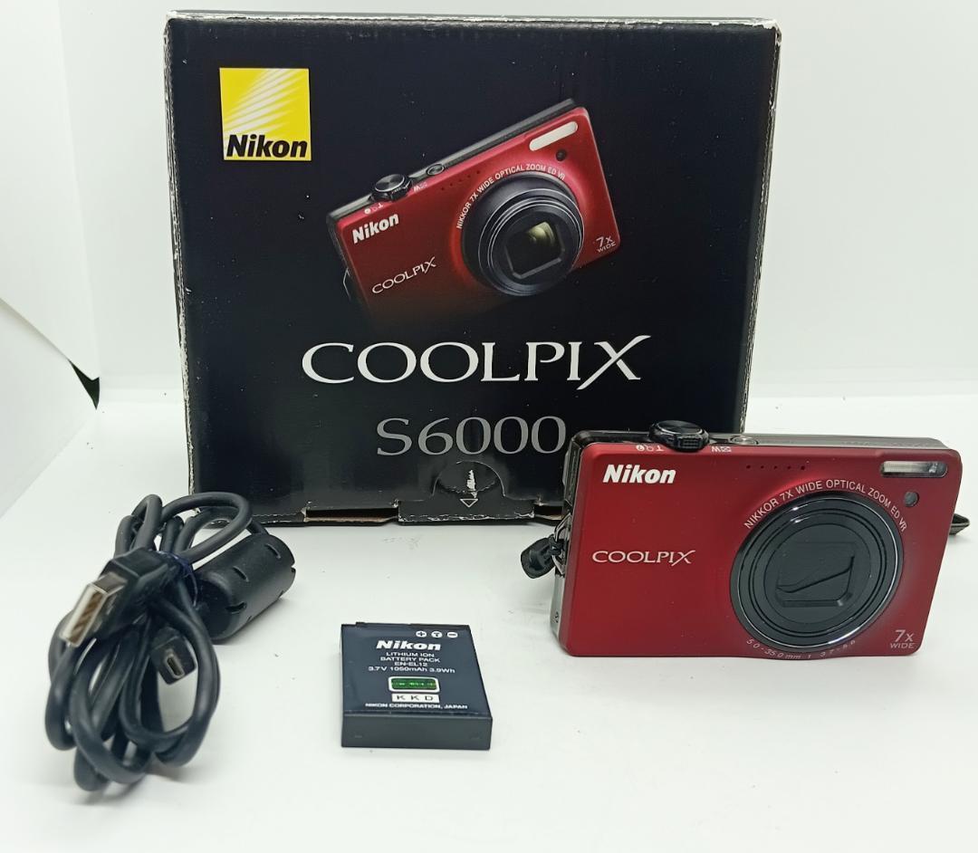 Nikon coolpix s6000 レッド デジタルカメラ充電器付き、箱付き