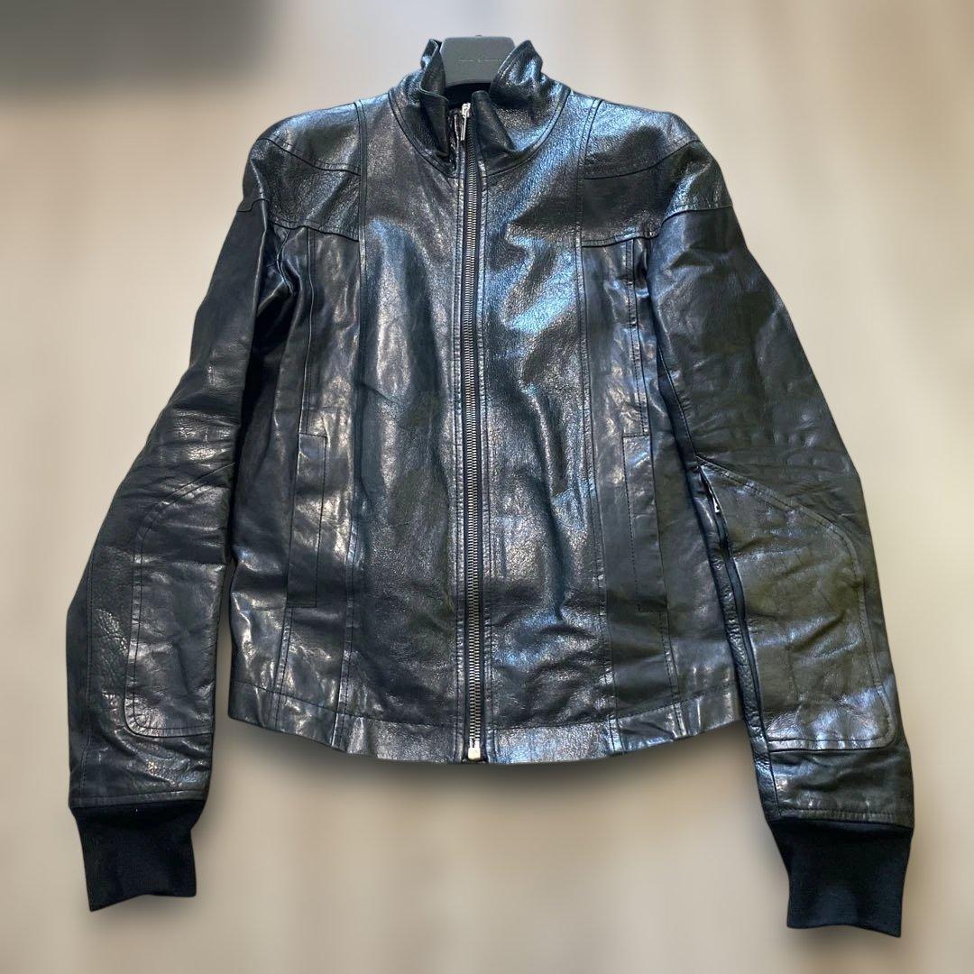 Rick Owens ブラックレザーライダースジャケット