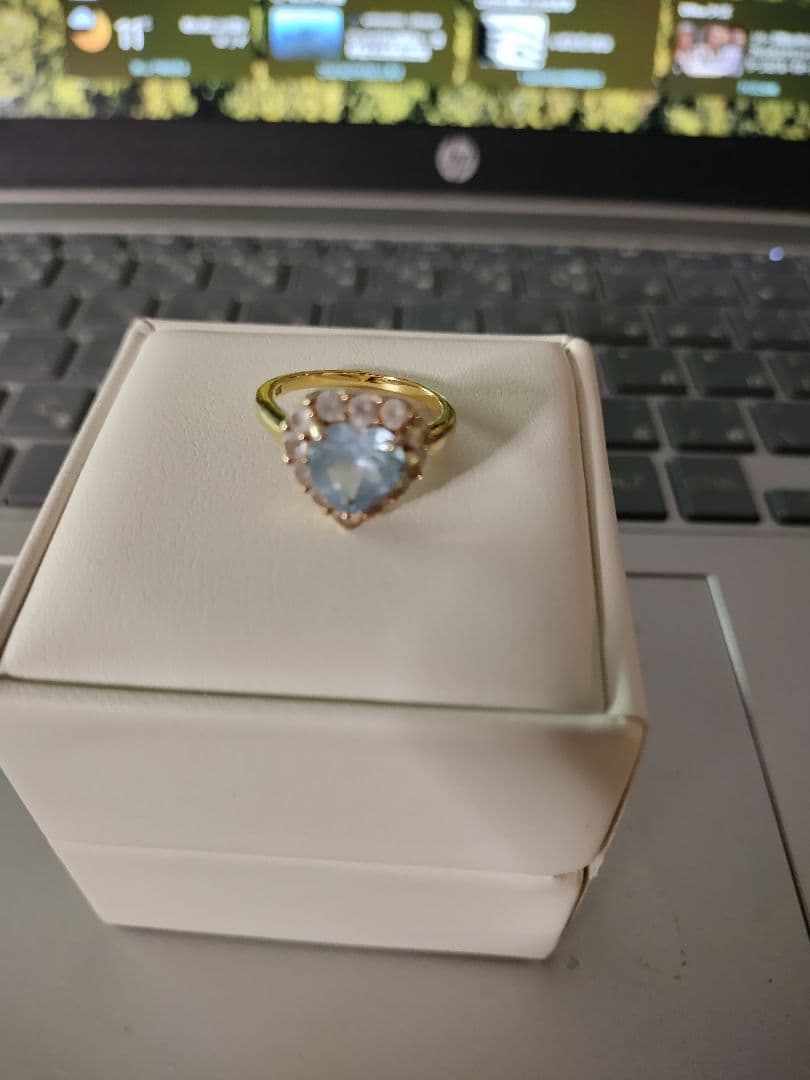 ブルートパーズ k10リング★ハート型★10号