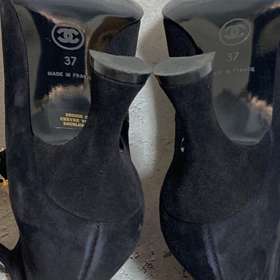 美品　シャネル　CHANEL （37） ダブルストラップ　パンプス　スウェード