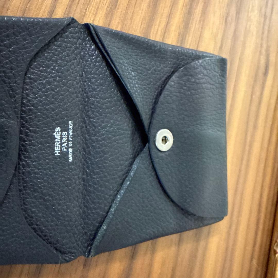 エルメスHERMES バスティア ケース ブラック Bastia シボ革黒