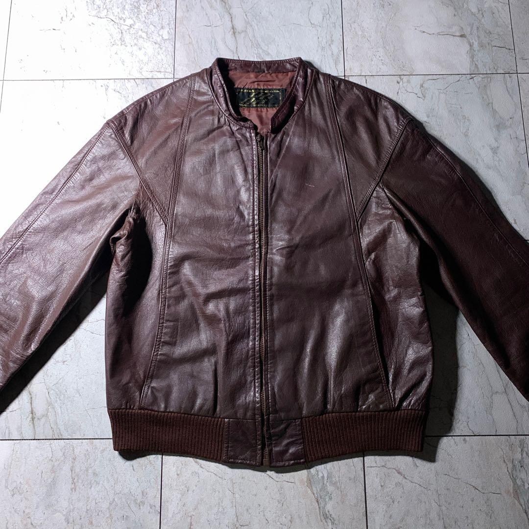 ビンテージ 古着 短丈 レザー ボンバー フライトジャケット 赤茶色