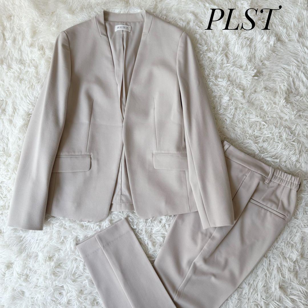 PLST プラステ セットアップスーツ ノーカラー 洗濯可 S/Mサイズ