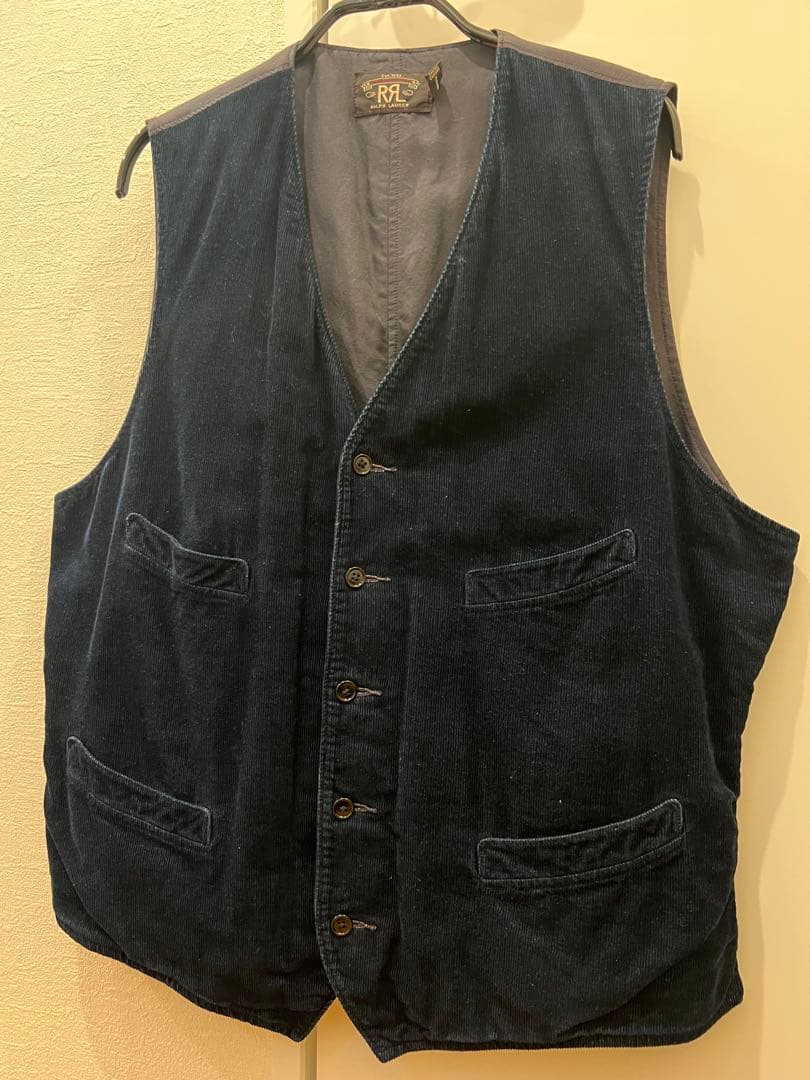 《希少／サイズL》RRL／Ralph Lauren／ネイビー コーデュロイベスト