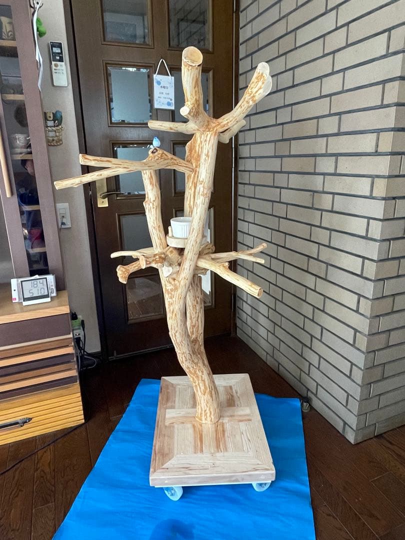 木製鳥用止まり木 多枝構造 移動可能