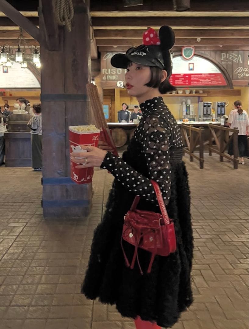 poppy あさぎーにょ ドットレース シースルートップス 黒