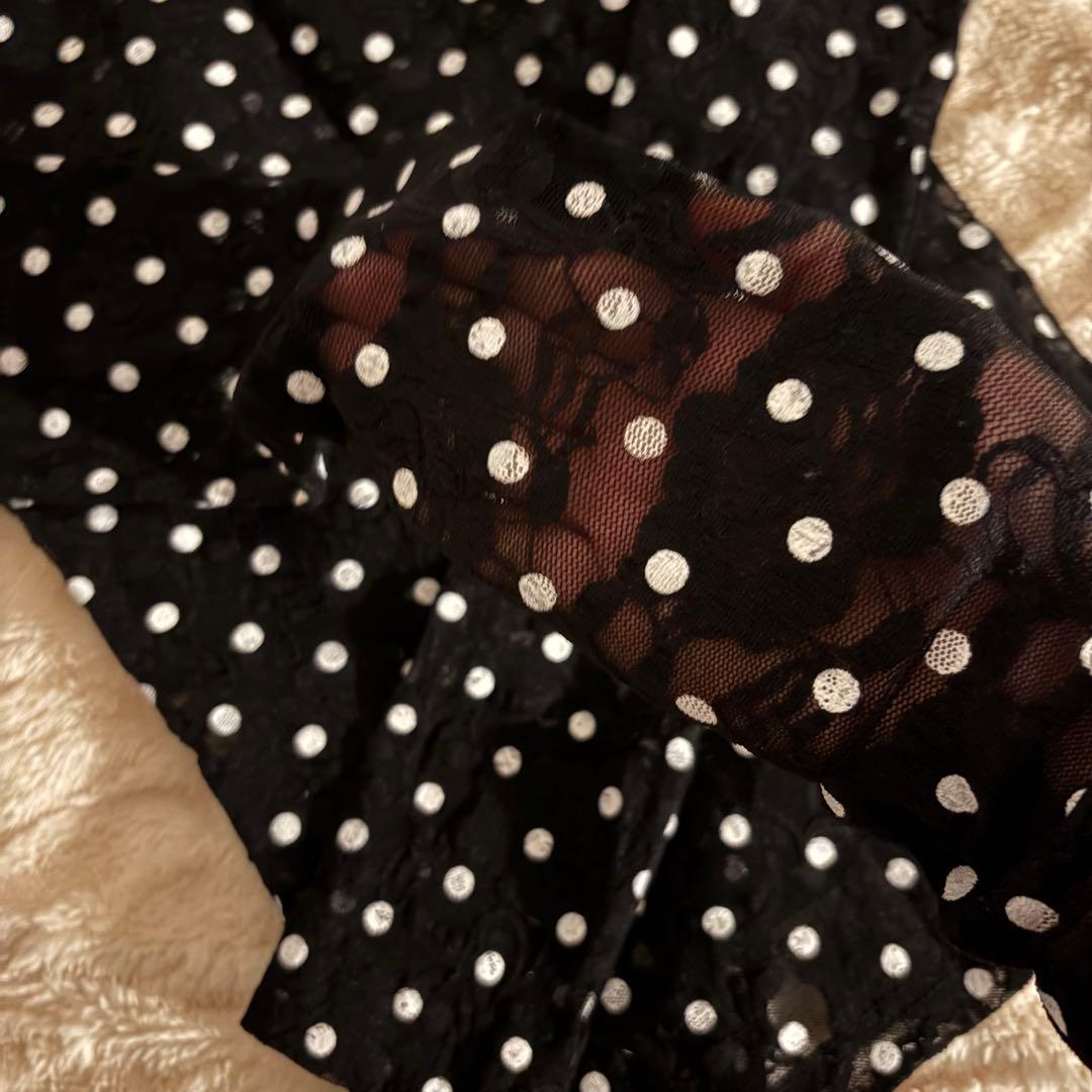 poppy あさぎーにょ ドットレース シースルートップス 黒