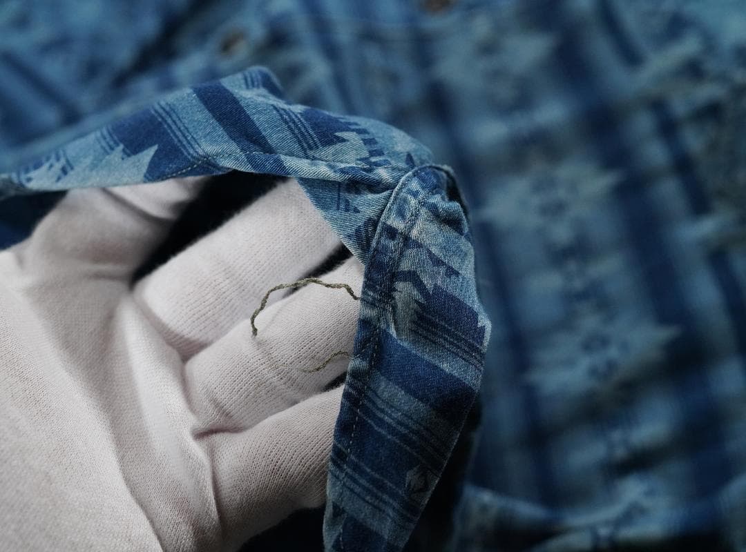 RRL 本藍染め インディゴ コットン サテン ワークシャツ ダブルアールエル