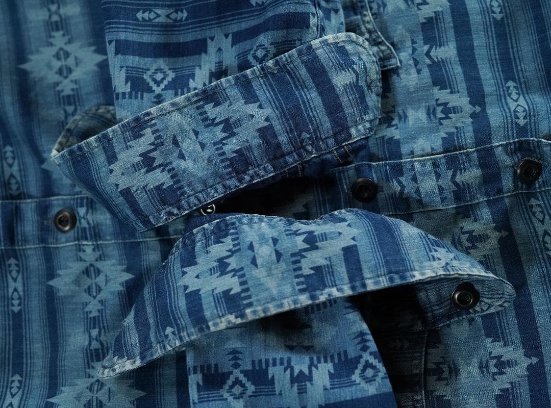 RRL 本藍染め インディゴ コットン サテン ワークシャツ ダブルアールエル