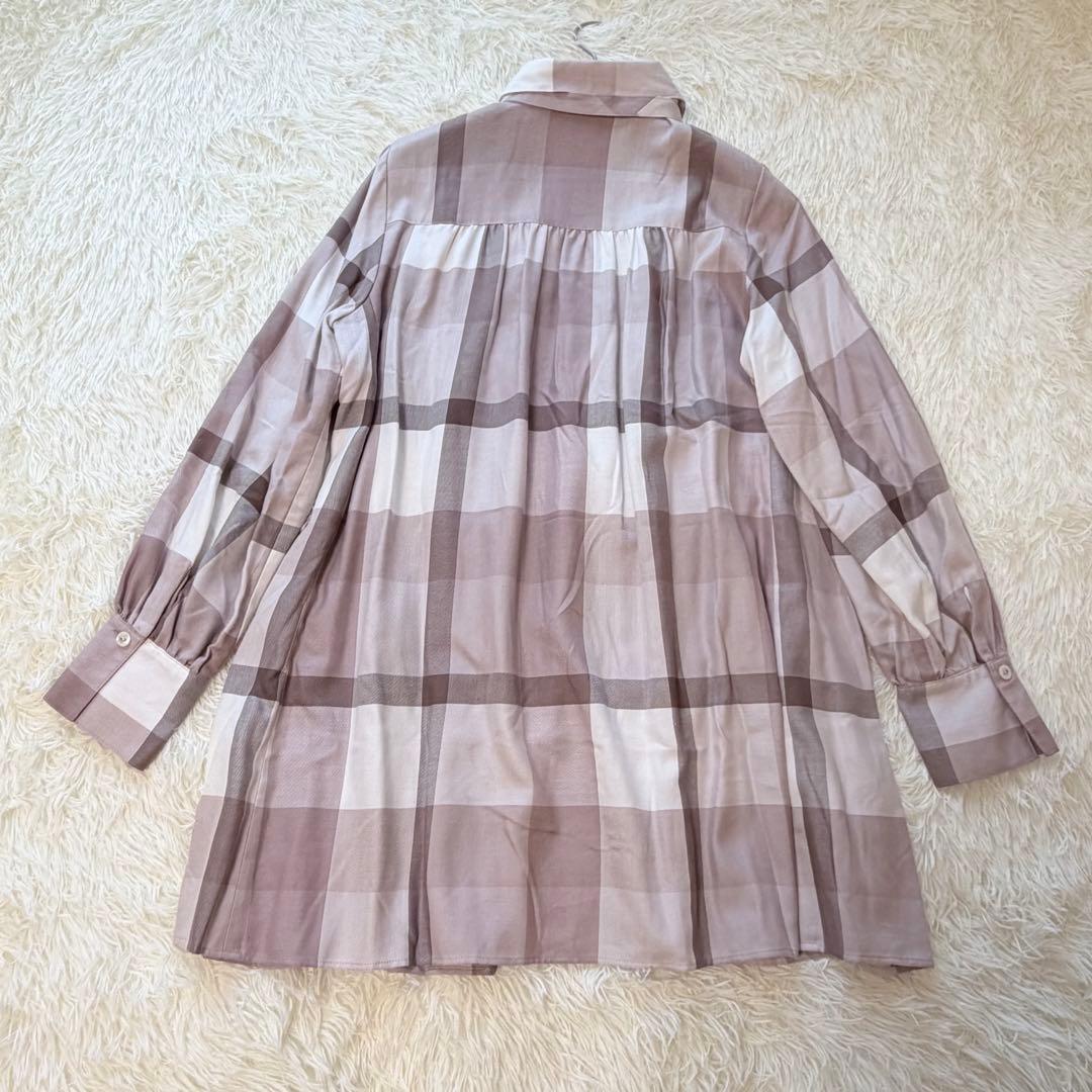 美品　ブルーレーベル クレストブリッジ チェックエアリーツイルブラウス　38