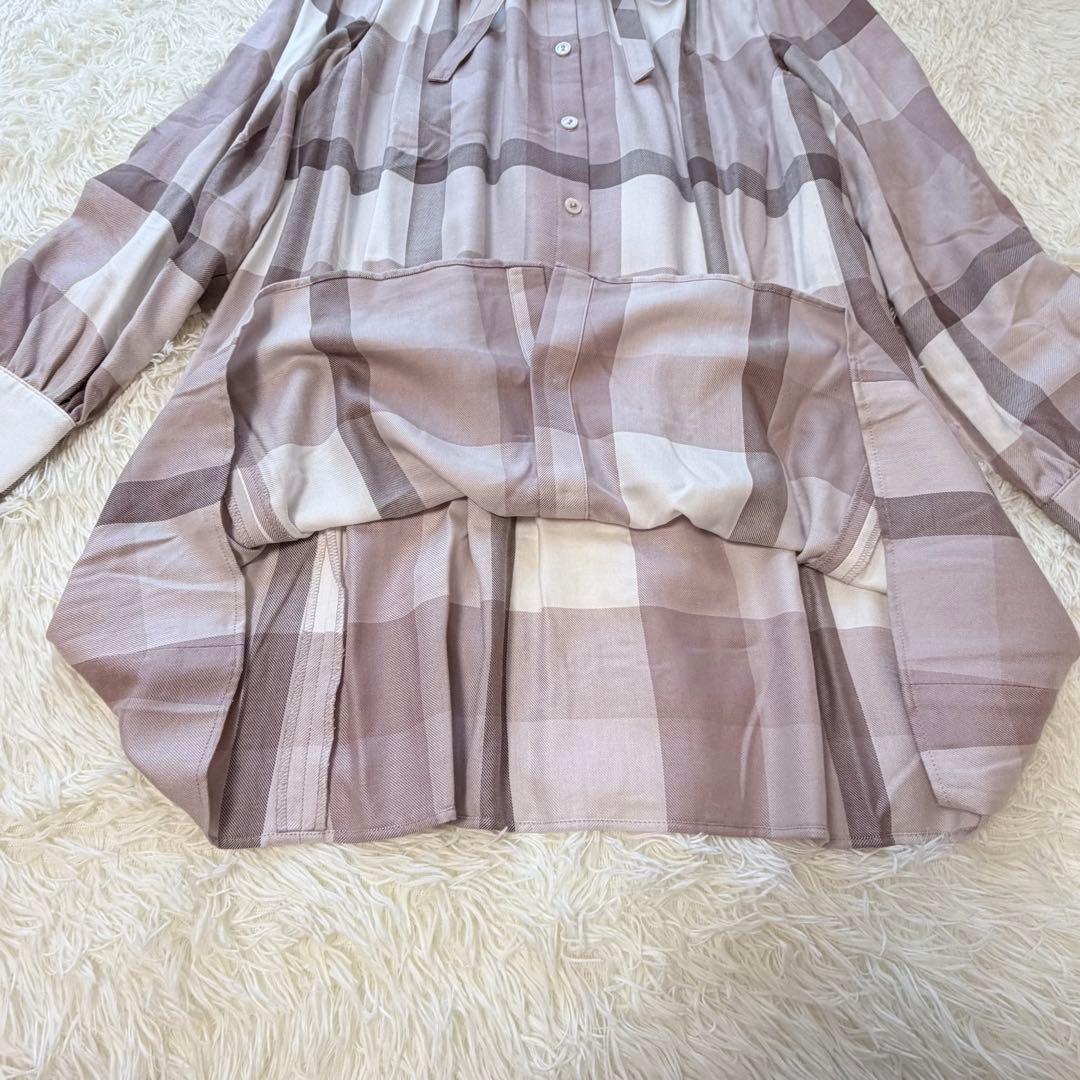 美品　ブルーレーベル クレストブリッジ チェックエアリーツイルブラウス　38