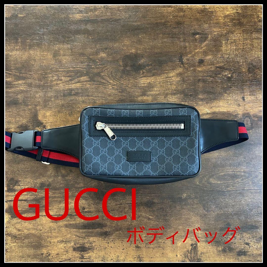 美品　GUCCI ボディバッグ グレー・ブラック