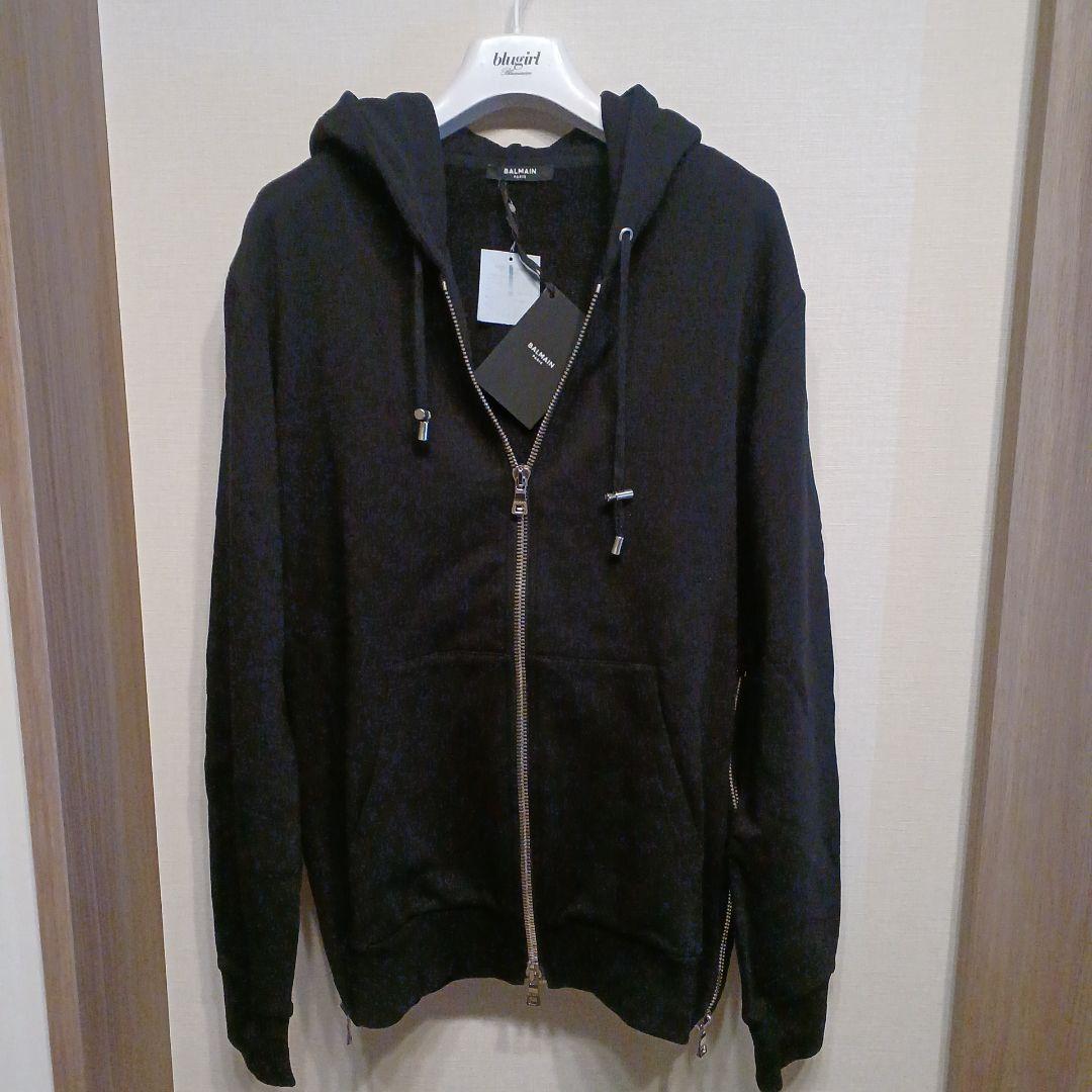 BALMAIN ブラック ジップアップパーカー M新品未使用タグ付き