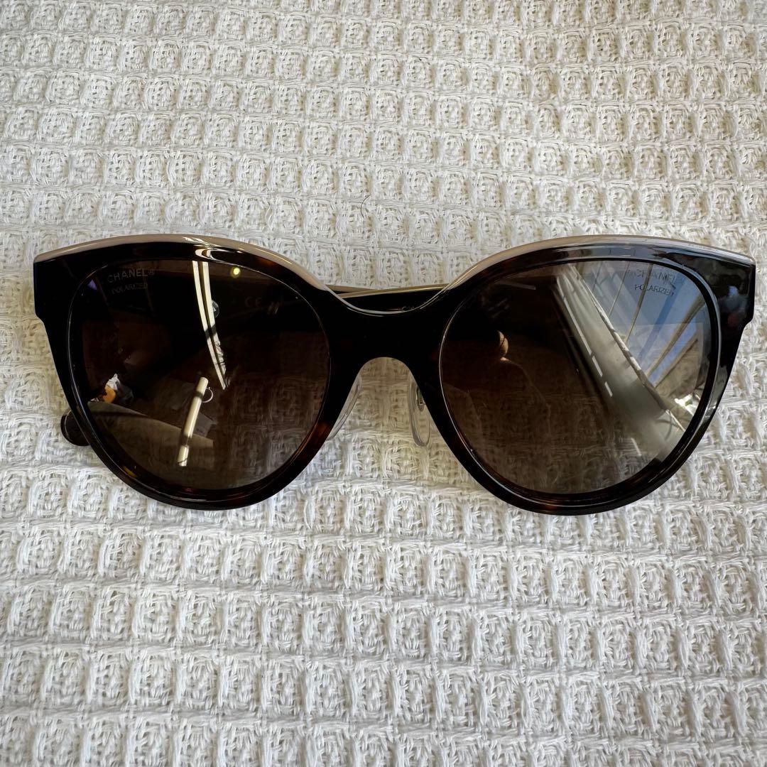 人気！シャネル5414 ベージュロゴH サングラス 箱付　掛けやすい鼻パット付