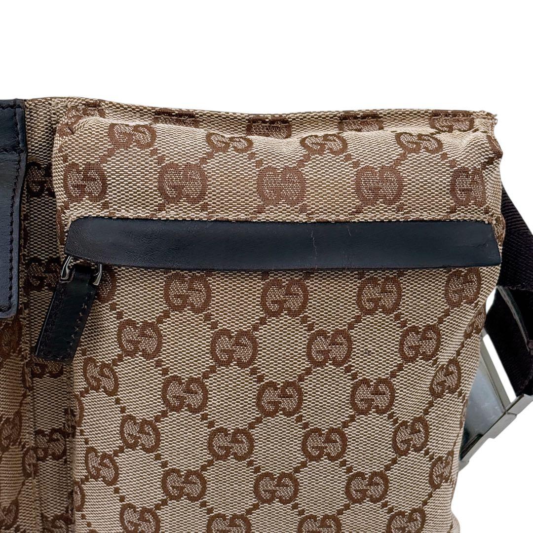 【美品】GUCCI/ボディバッグ/ウエストポーチ/GG キャンバス/ブラウン