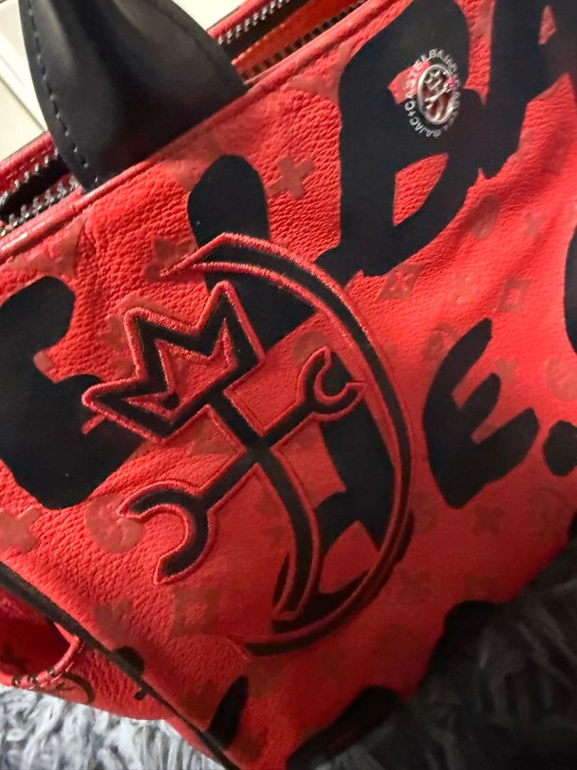 CASTELBAJAC本革 レッド ロゴ入り トートバッグ