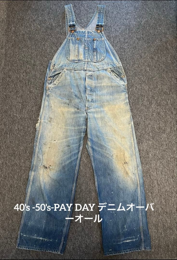 40's -50's-PAY DAY デニムオーバーオール