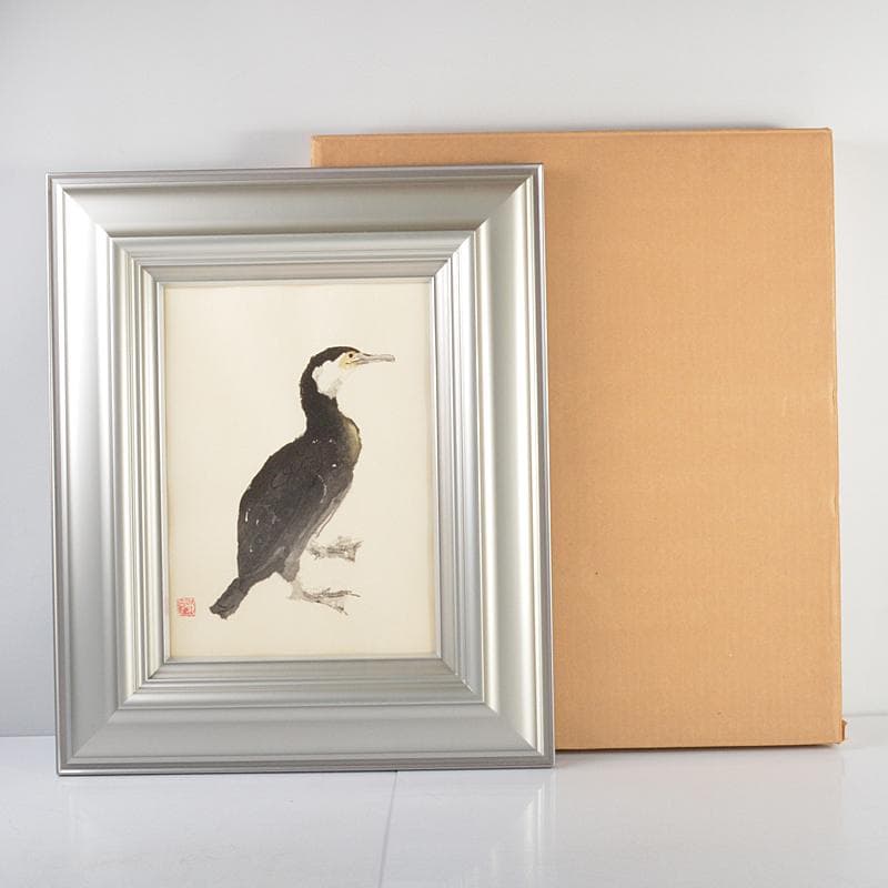 うさぎ　木版画　加藤東一筆　鵜　金閣寺壁画素描　額装　C　R4633C