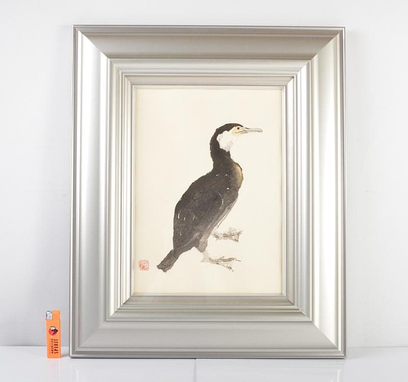 うさぎ　木版画　加藤東一筆　鵜　金閣寺壁画素描　額装　C　R4633C