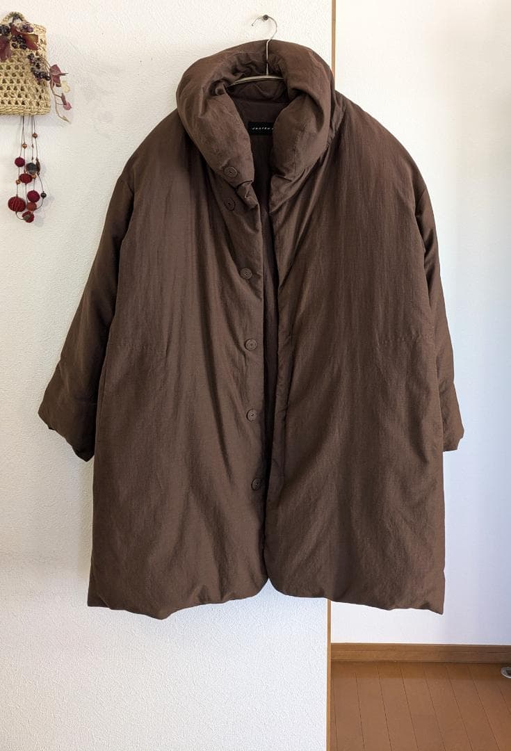 ヨーガンレール☆17年冬☆シルクコットンダウンゆったりロングジャケット☆ブラウン