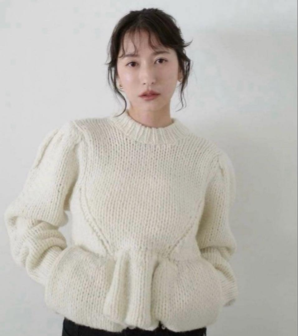 トップス CLANE PEPLUM HAND KNIT TOPS