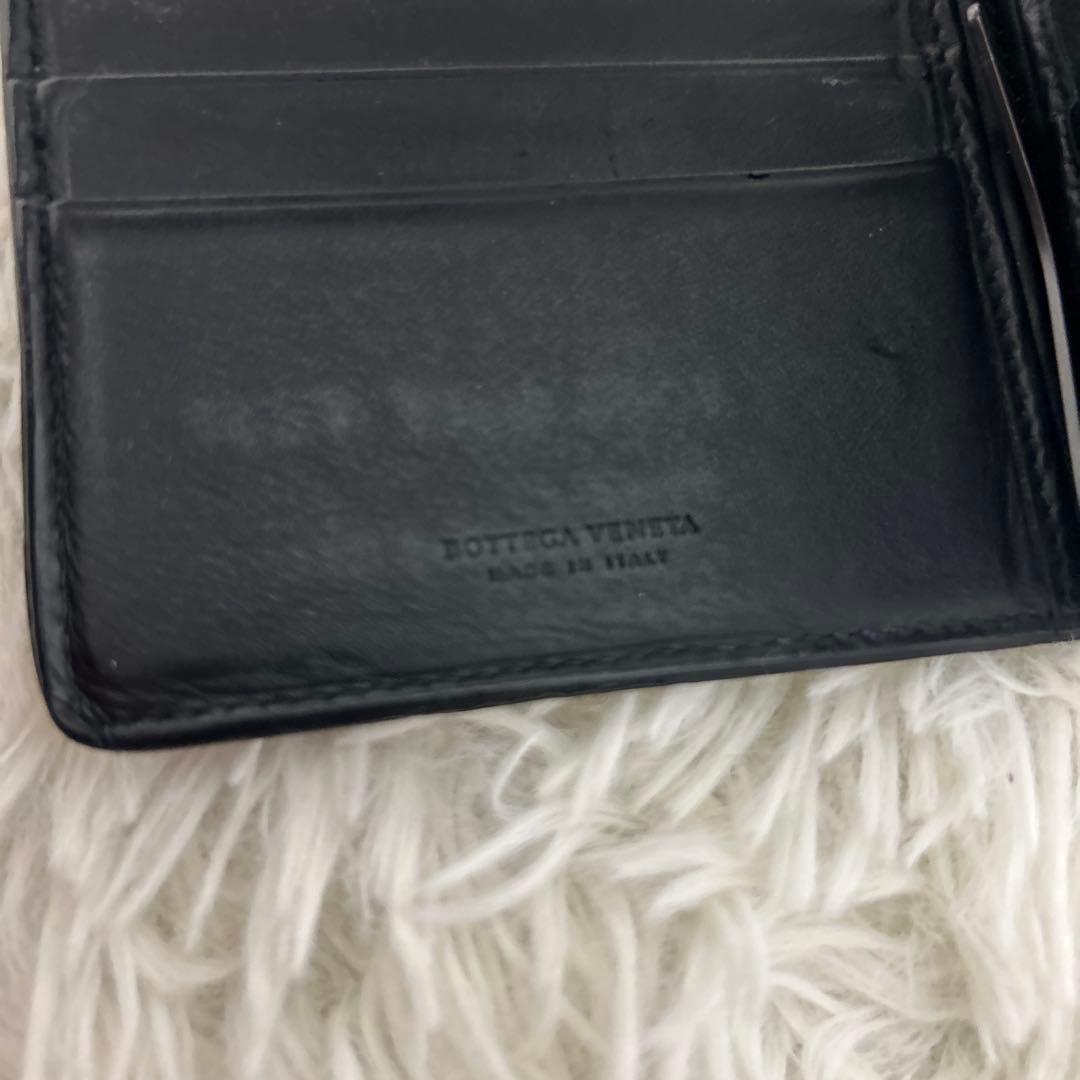 【美品】ボッテガヴェネタ マネークリップ イントレチャート レザー ブラック