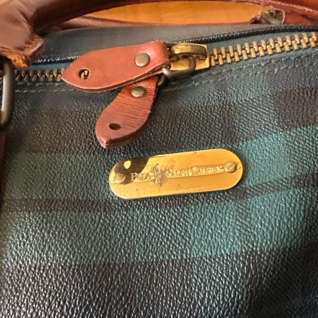POLO RALPH LAUREN ボストンバッグ チェック柄 レザー