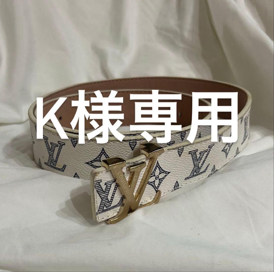 K　LOUIS VUITTON ルイヴィトン ベルト モノグラム ホワイト