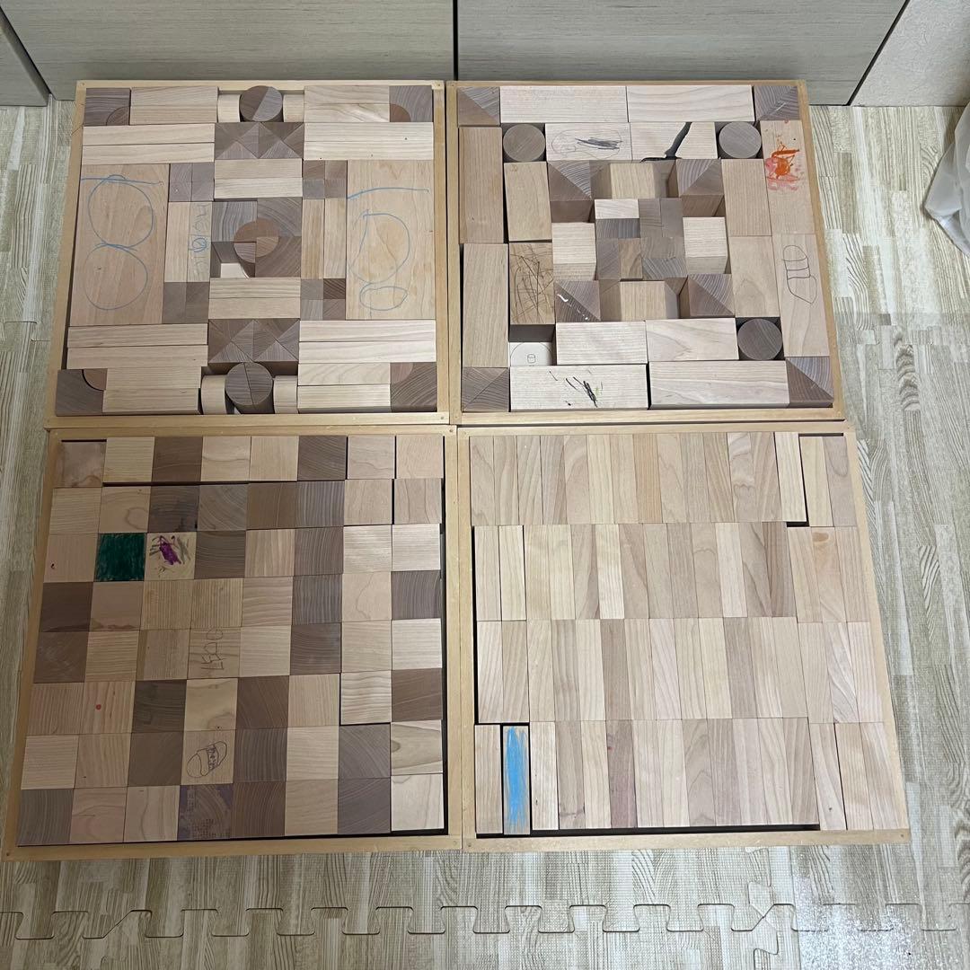 童具館 積み木のいろは45 WAKU-BLOCK45 4箱セット&カーペット