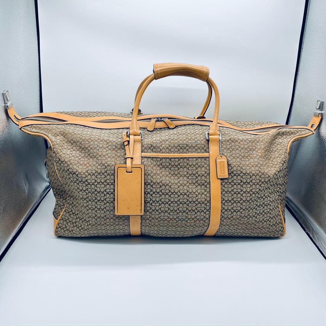 コーチ　シグネチャー　ボストンバッグ F77013 ベージュ系　大型