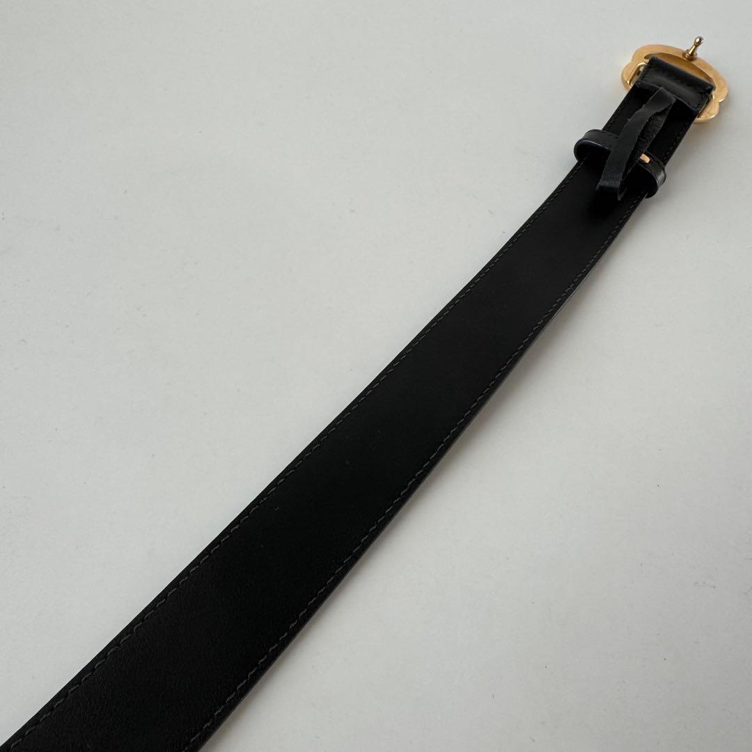 【美品】GUCCI　ベルト　黒　GGマーモント　ゴールド　レザー　ロゴバックル