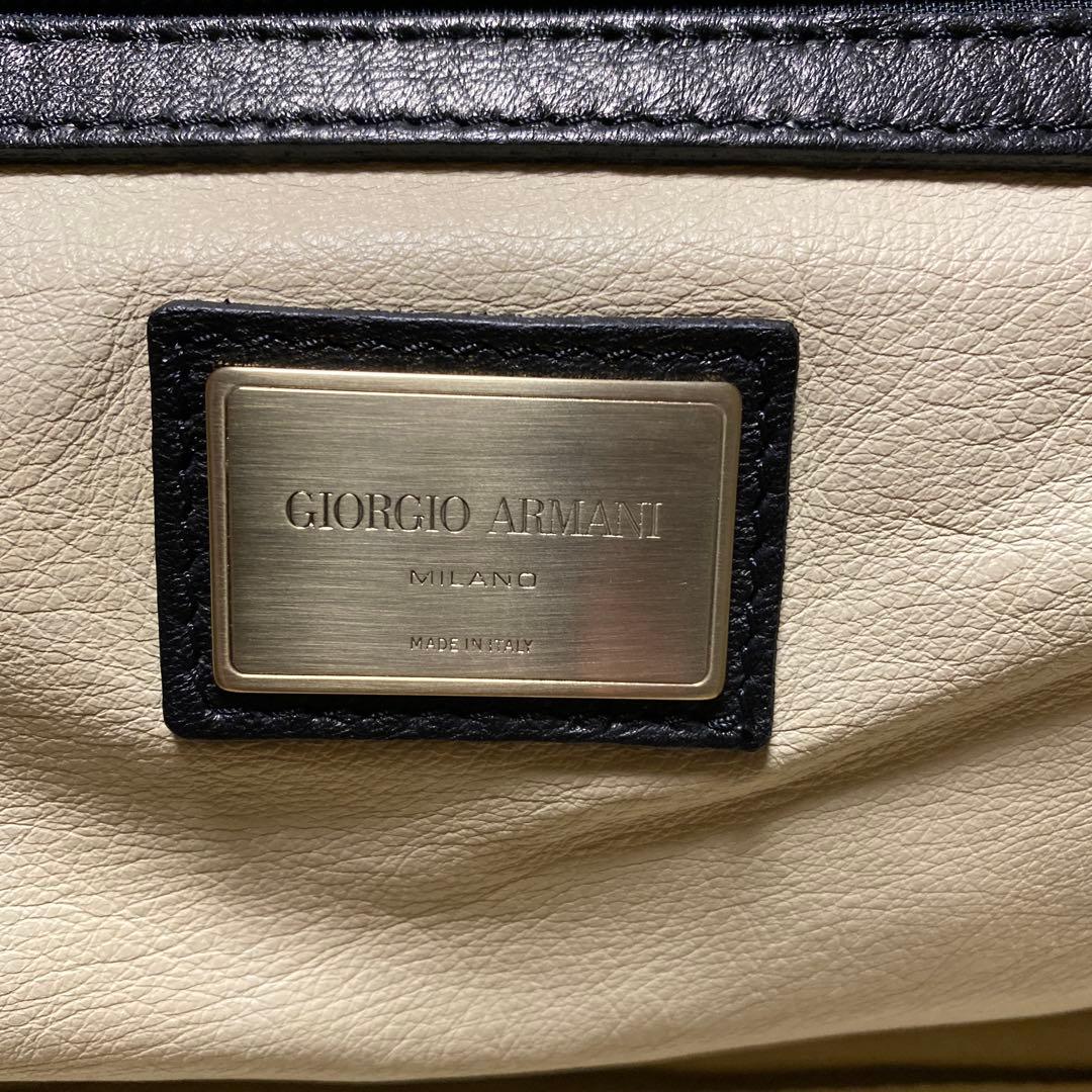 Giorgio Armani ブラックレザートートバッグ（ディアスキン）