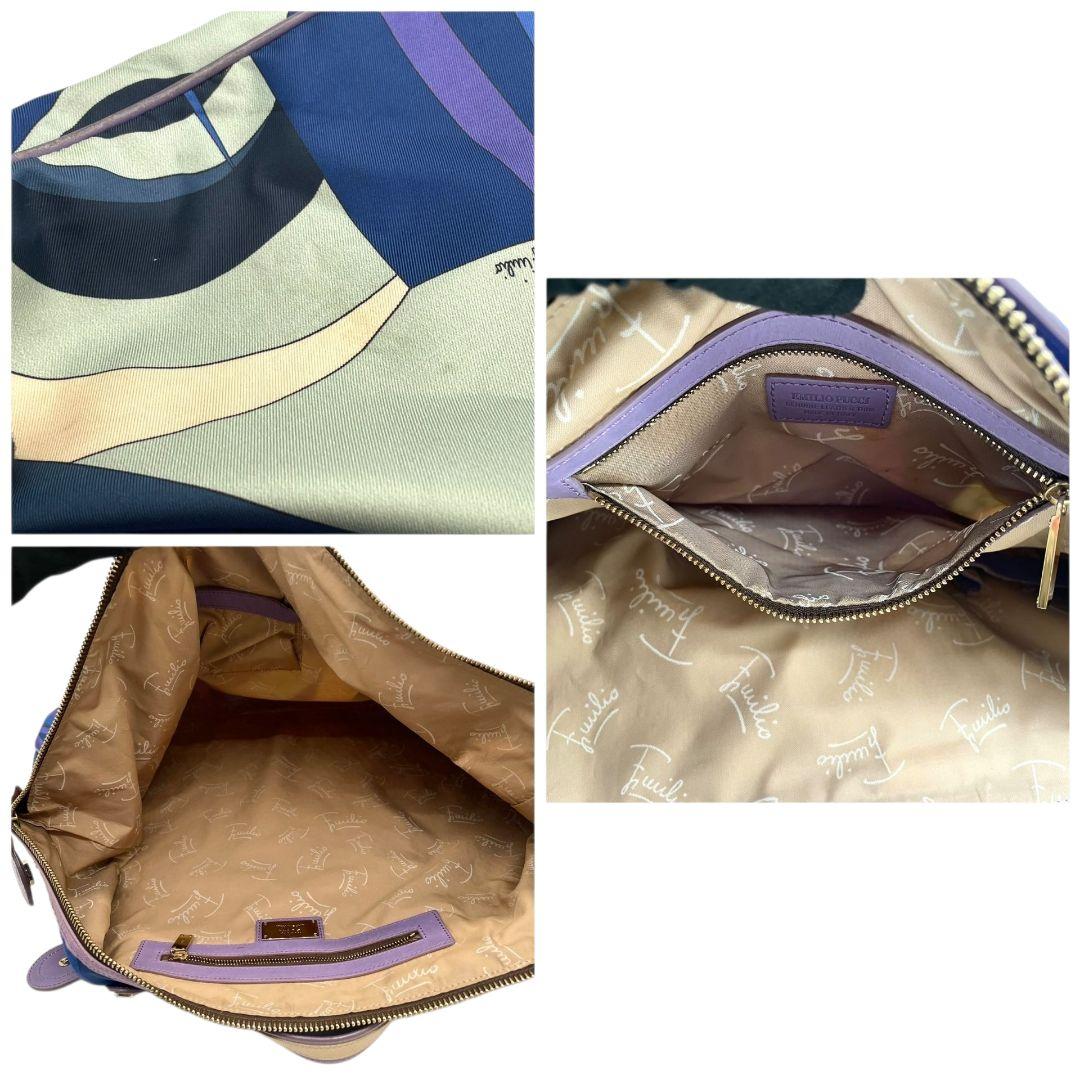 エミリオ・プッチ　ボストンバッグ　青　プッチ柄　ナイロン　レザー　大容量　s7