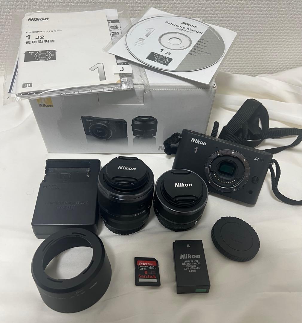Nikon 1 J2 ダブルズームキット 美品・SDカード付き(ブラック)