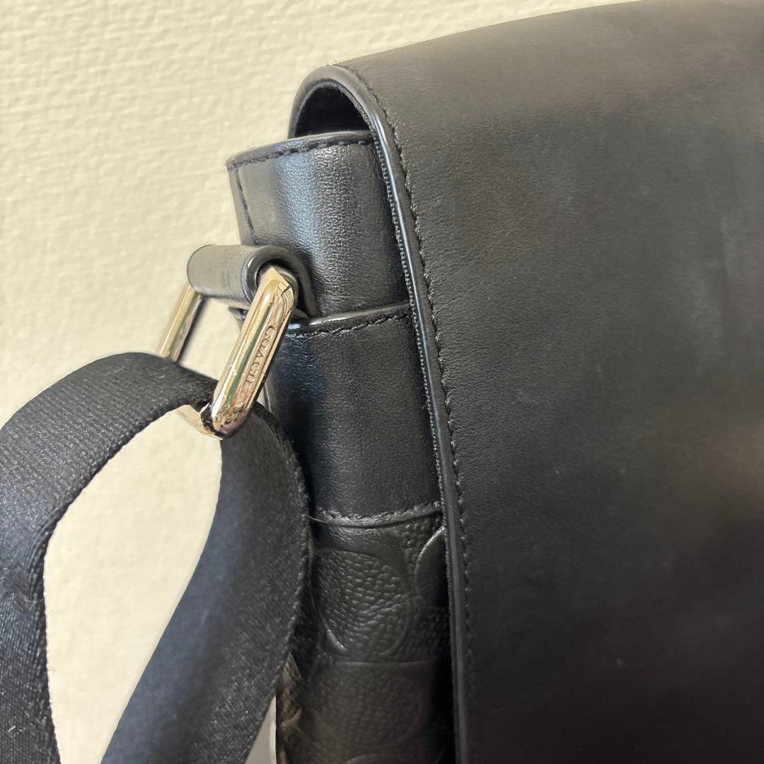 COACH ブラック レザーメッセンジャーバッグ