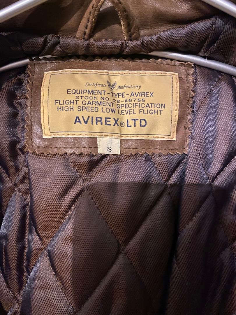 AVIREX 本革 シングルライダースジャケット ブラウンサイズS