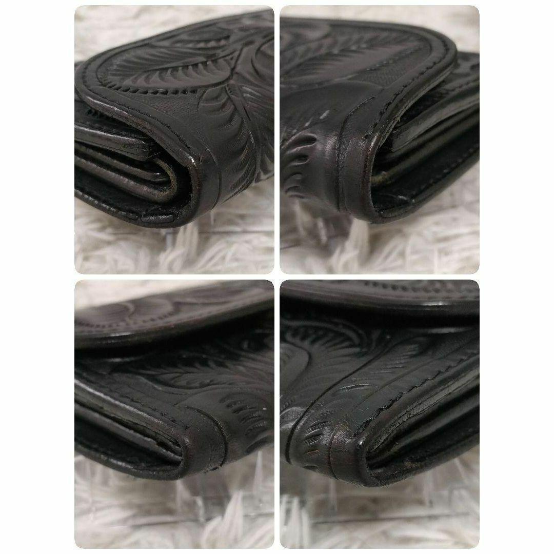 ALZUNI 長財布 ブラック ペイズリー アルズニ 財布 黒 レザー 総柄花柄