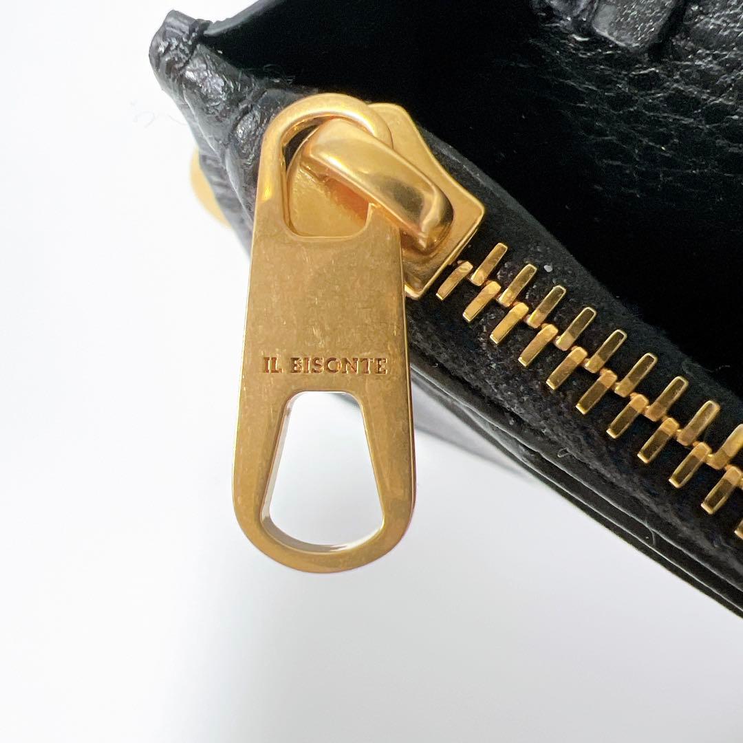 《極美品》イルビゾンテ レザーカードケース ミニ財布 ブラック 箱付き