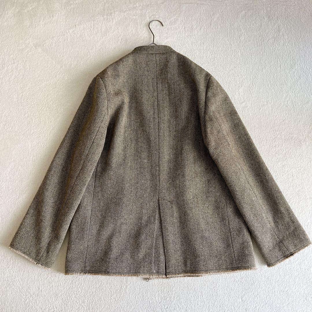 極美品☆RIAM PLAGE ヘリンボーン ノーカラージャケット ダブルブレスト