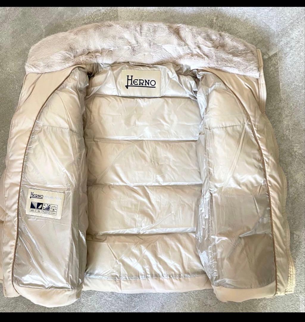 Herno ベージュ ファー ダウンジャケット 40