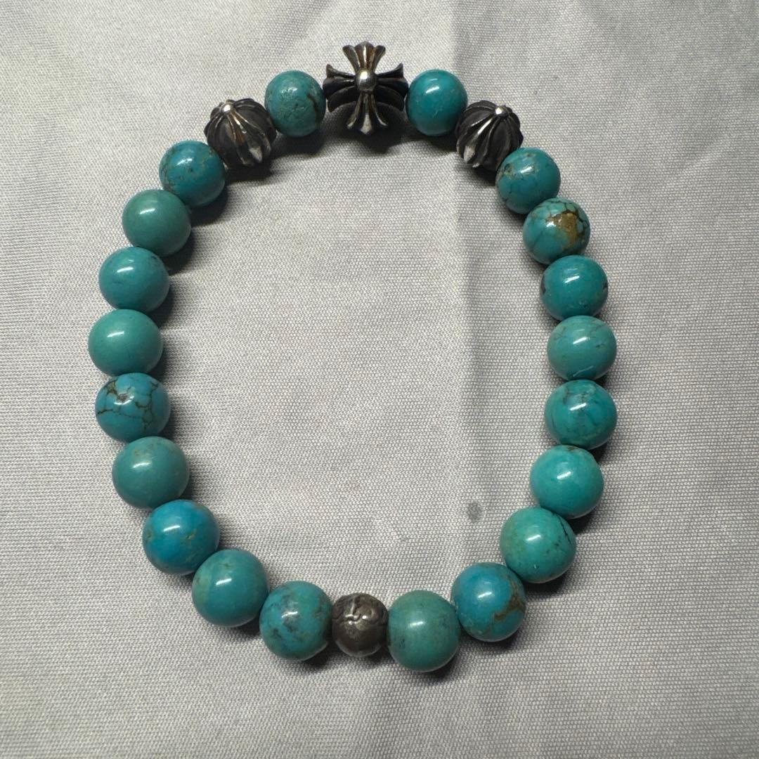 クロムハーツ　ターコイズブルー ビーズブレスレット