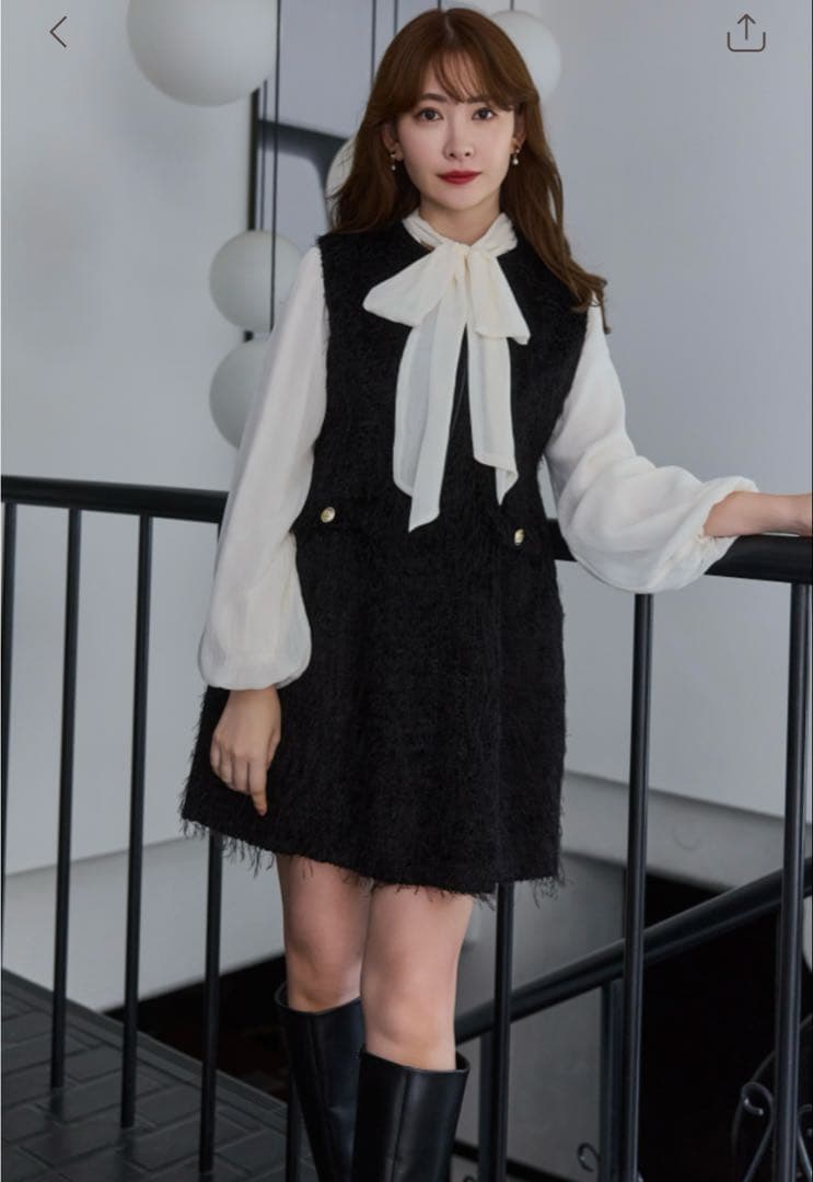 トップス Two-Way Bow-Tie Chiffon Blouse M