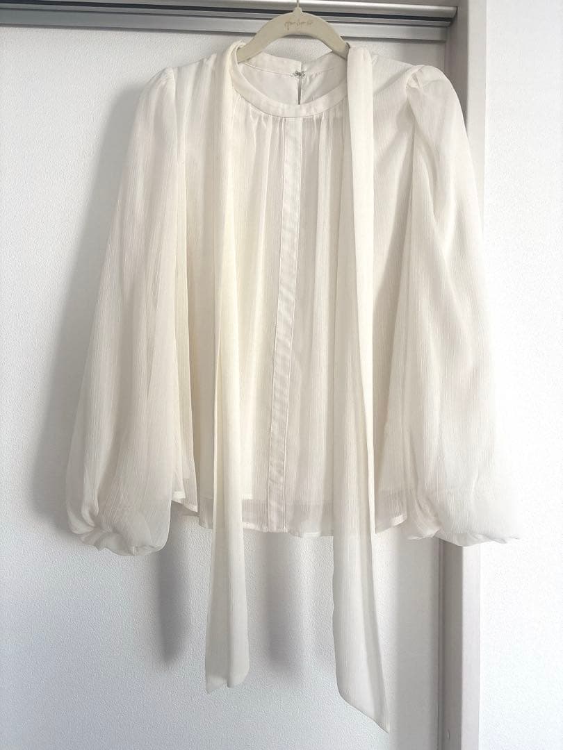 トップス Two-Way Bow-Tie Chiffon Blouse M