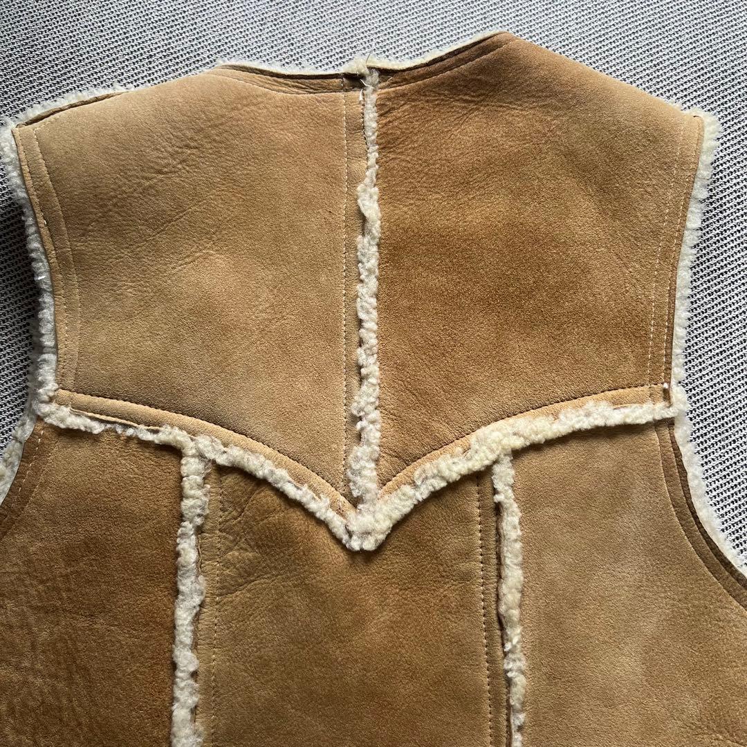 希少70's~80's vintage ムートンベスト　シープスキン　キャメル