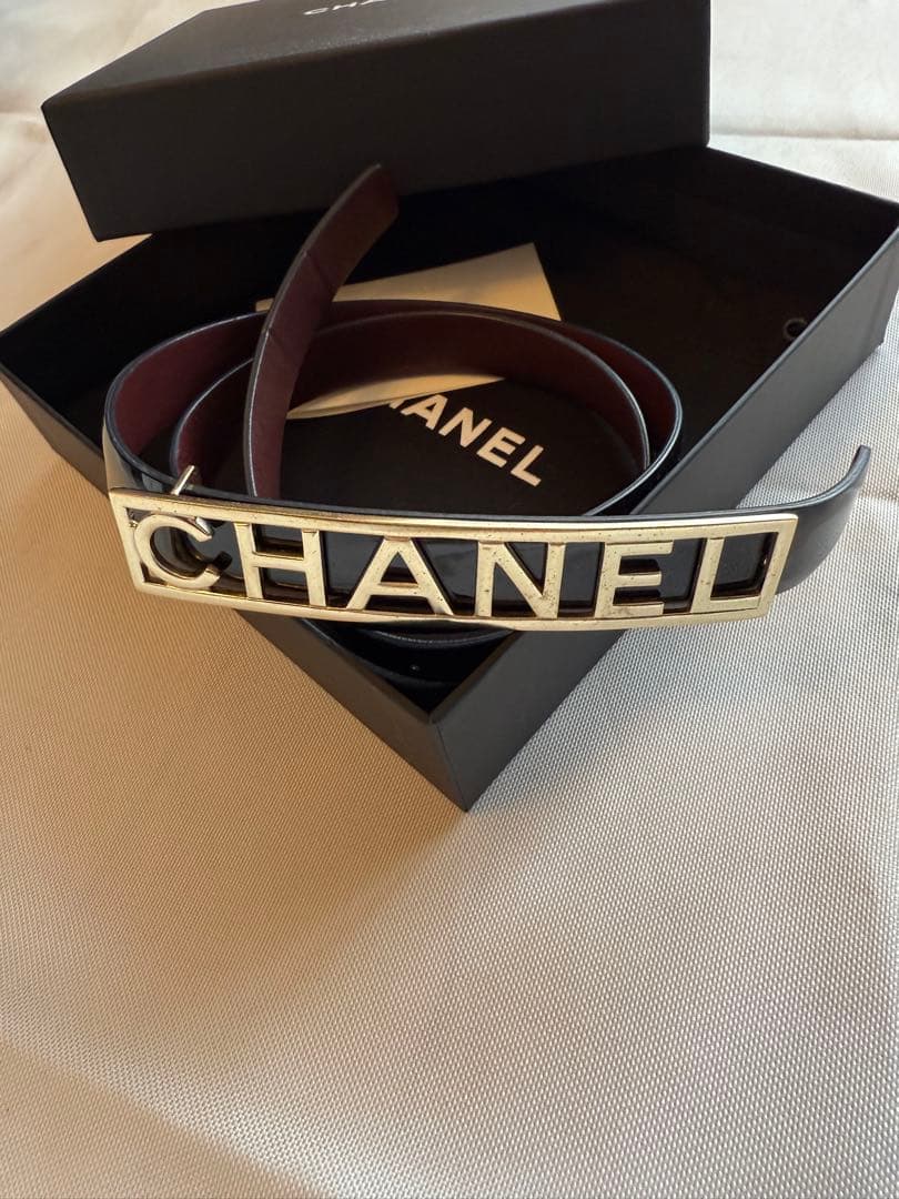 CHANEL ロゴ ベルト 黒