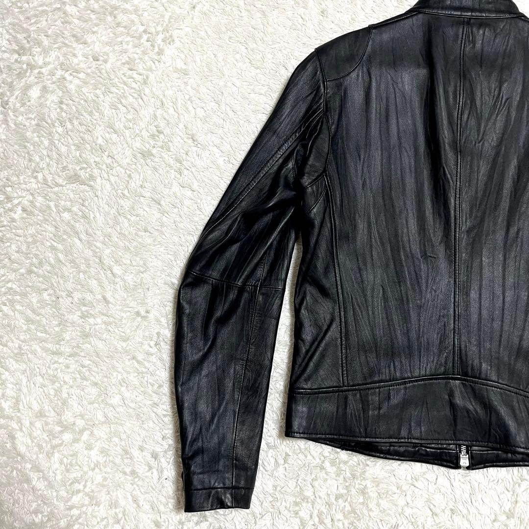 ✨美品✨激レア オールドユニクロ レザージャケット ラムレザー シワ加工 M