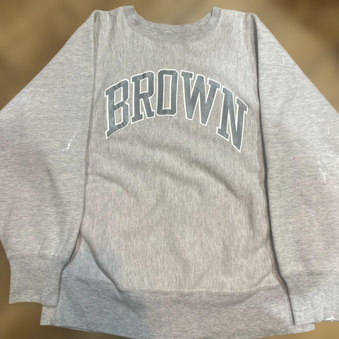 80s USA製　Champion BROWN リバースウィーブ　プリントタグ