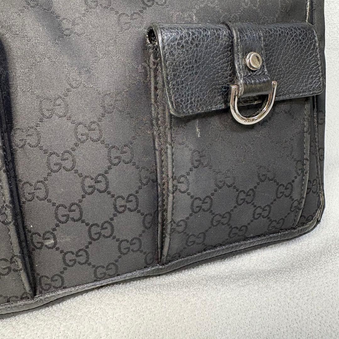 グッチ　GGキャンバス　レザー　アビーライン　ブラック　トートバック